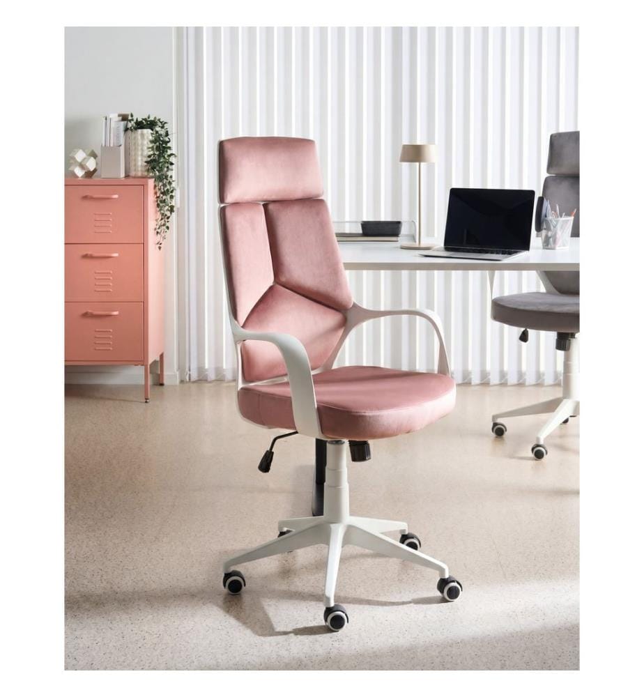 Chaise de bureau DELIGHT Velours Rose pastel