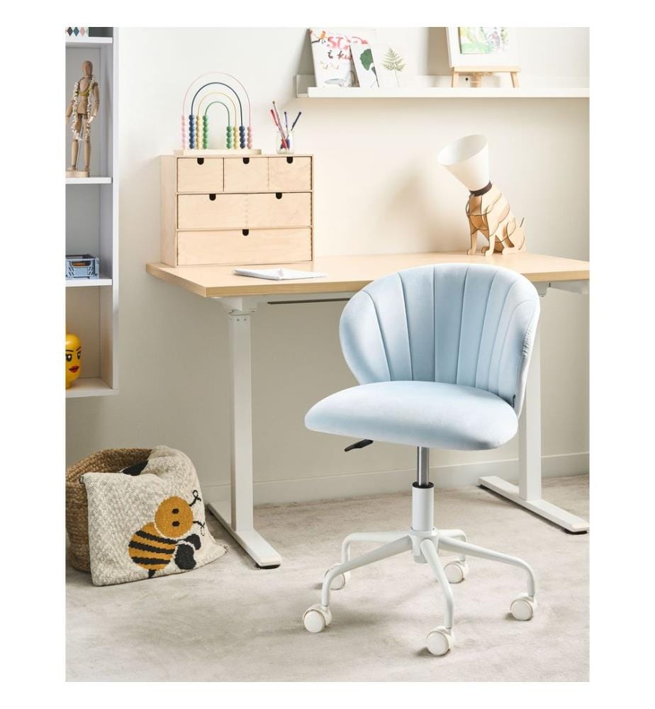 Chaise de bureau CHEERFUL Velours Bleu clair