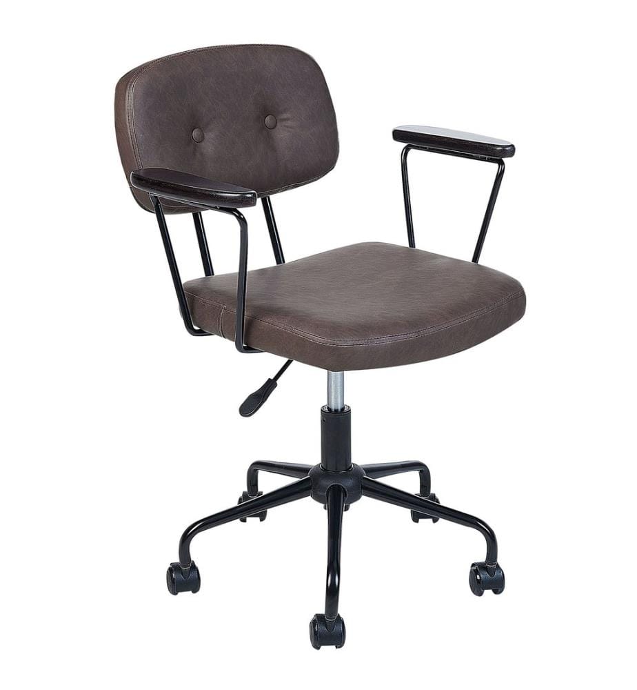 Chaise de bureau ALGERITA Cuir PU Marron foncé