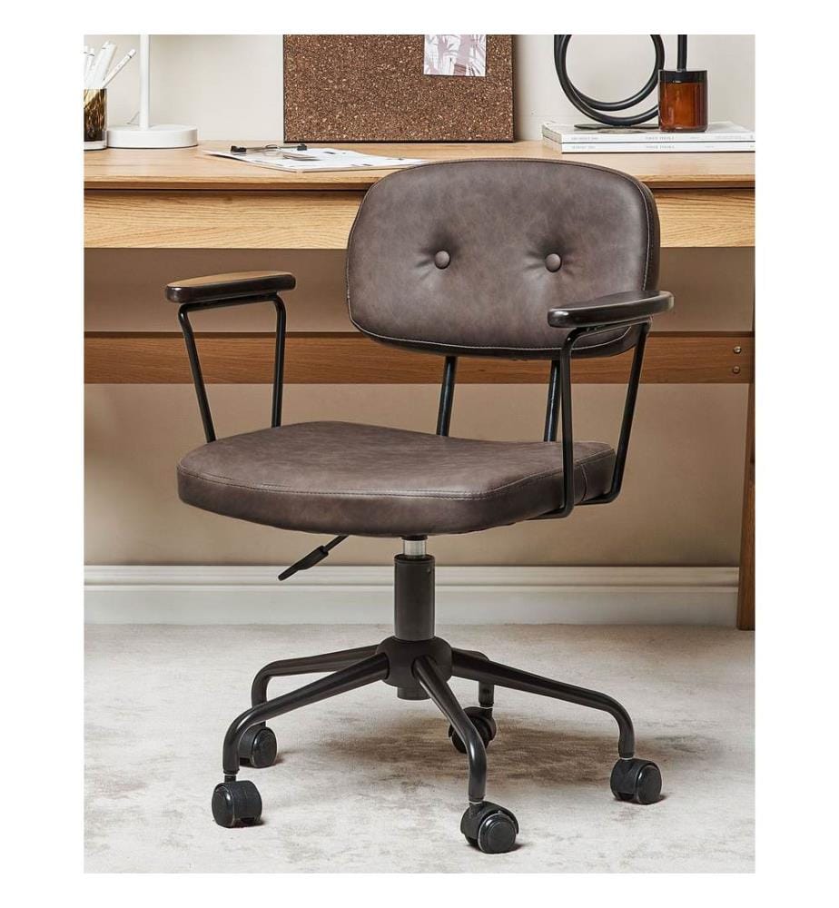 Chaise de bureau ALGERITA Cuir PU Marron foncé