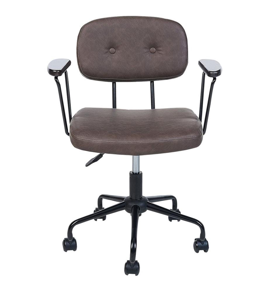 Chaise de bureau ALGERITA Cuir PU Marron foncé