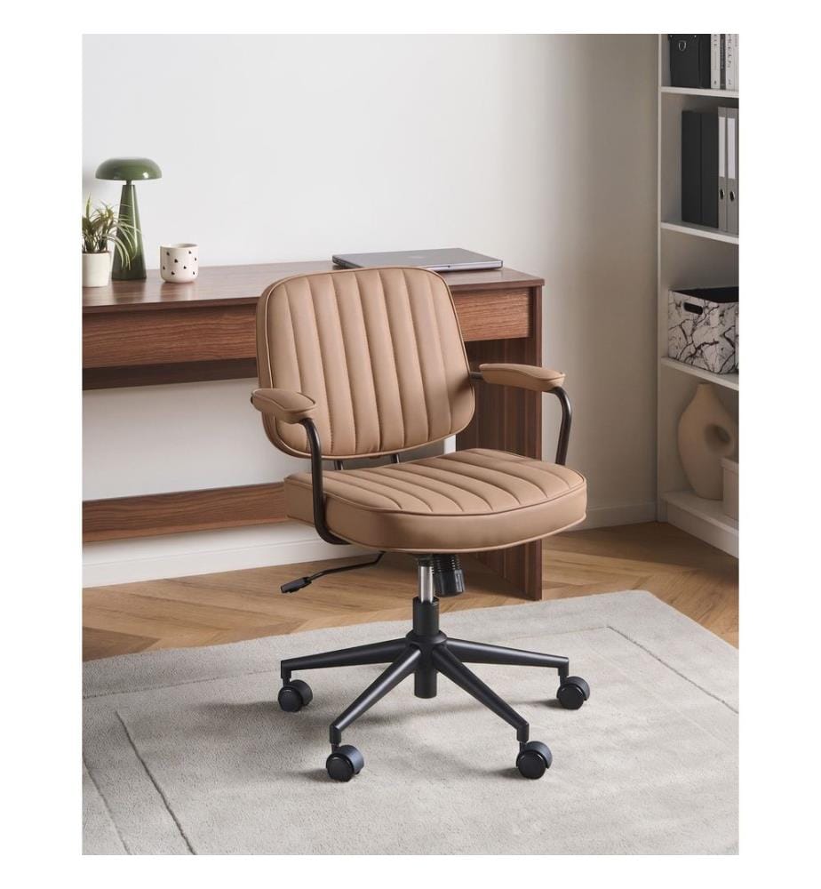 Chaise de bureau BERNE Cuir PU Marron clair
