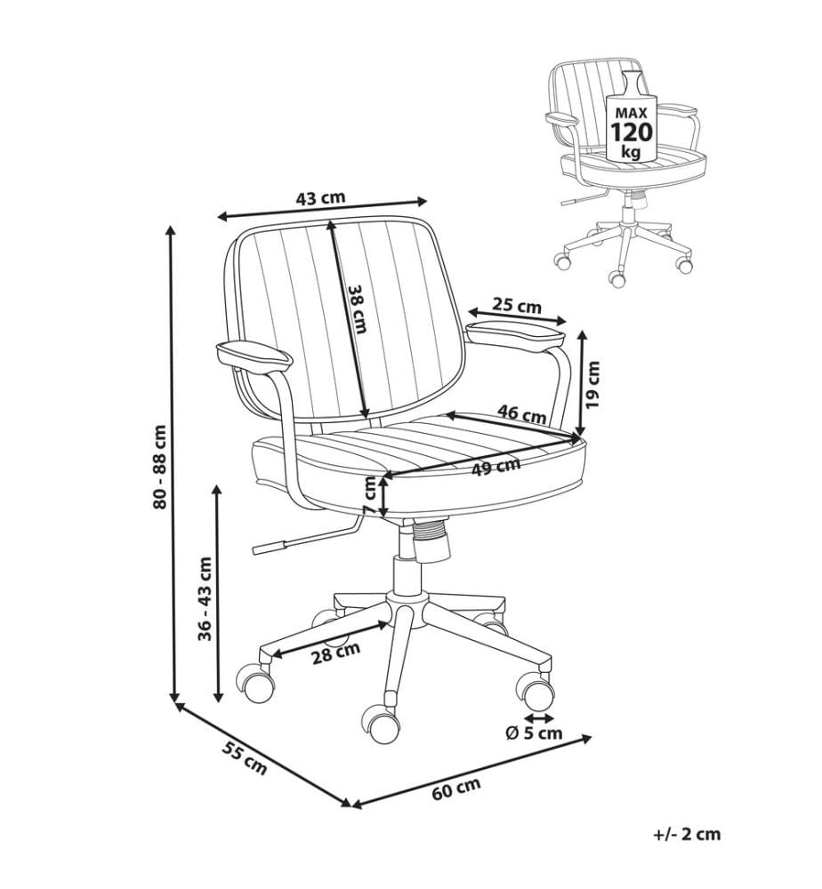 Chaise de bureau BERNE Cuir PU Marron clair