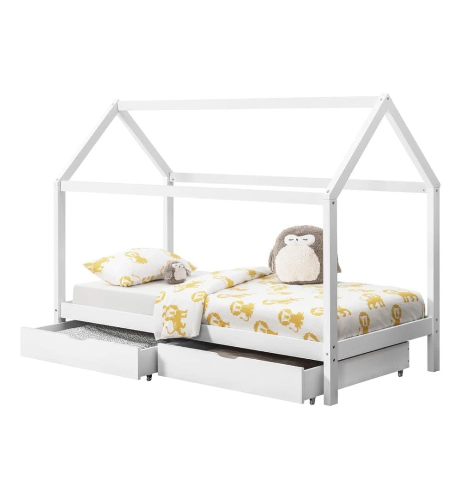 Letto per bambini Lund 90x200 cm con cassetti in legno di pino