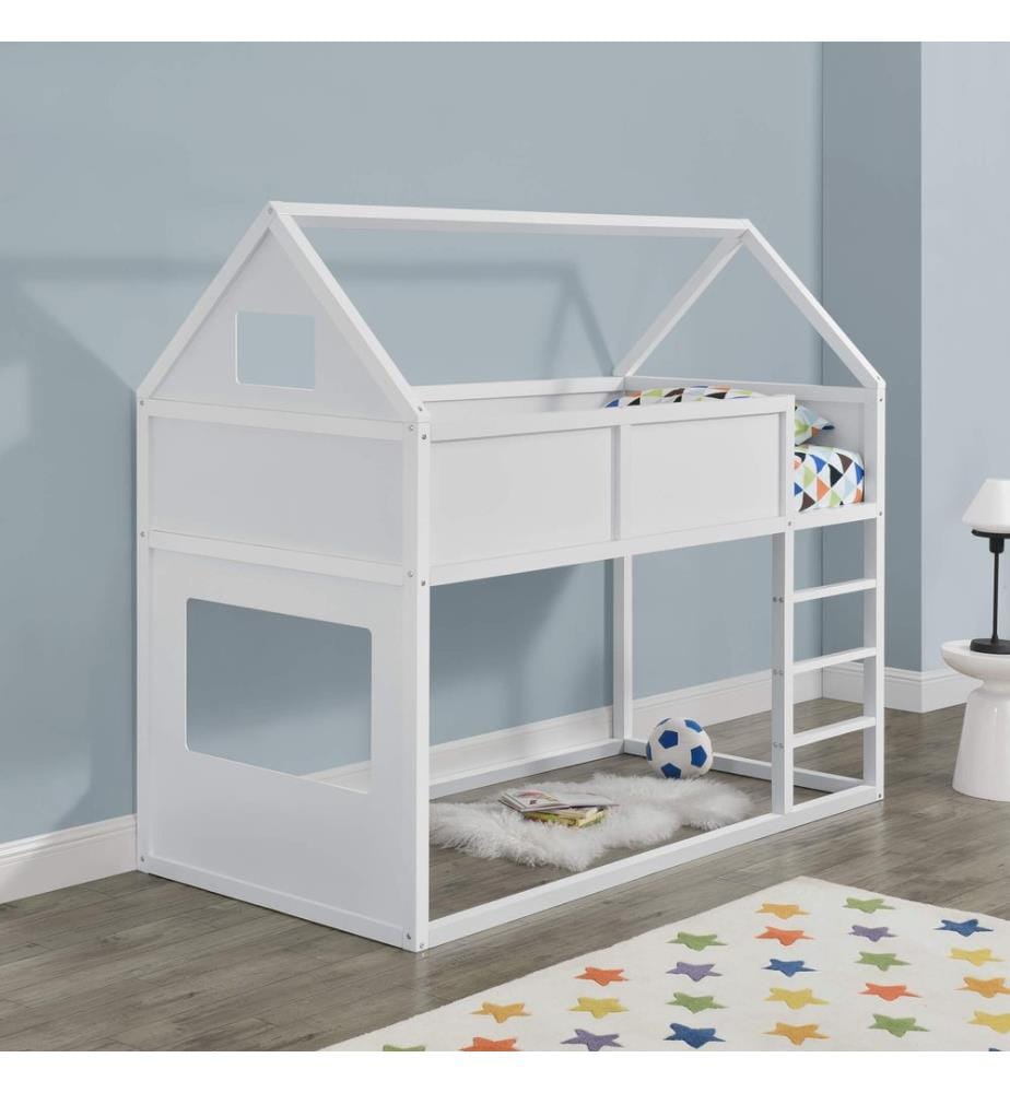 Letto a soppalco per bambini Quedlinburg 90x200 cm con rete a doghe in legno