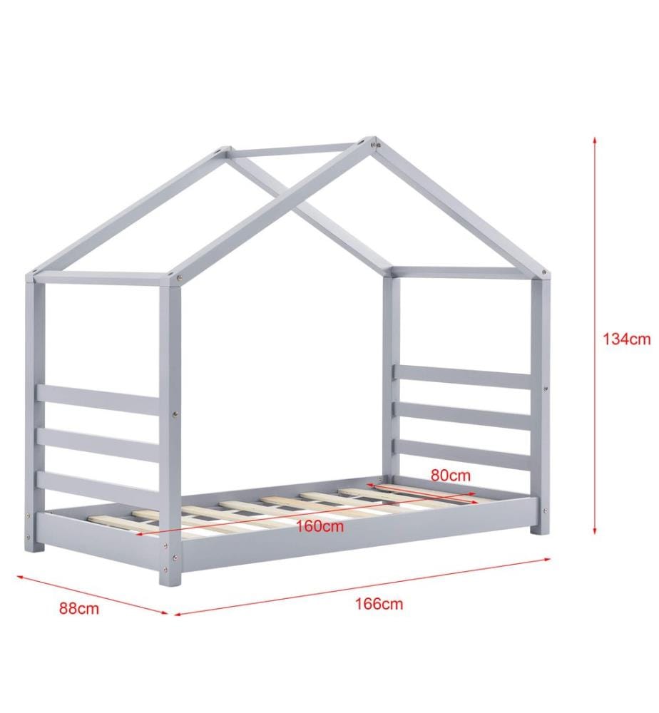 Letto per bambini Vardø 80x160 cm legno grigio