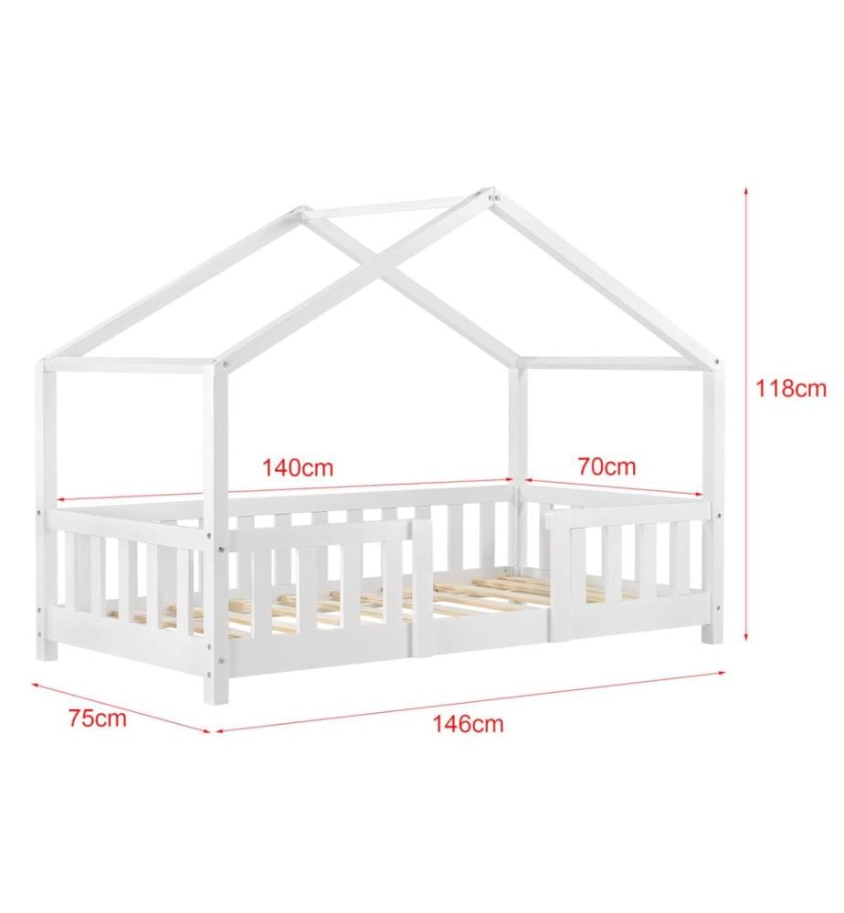 Letto per bambini Treviolo 70x140 cm con rete a doghe in legno