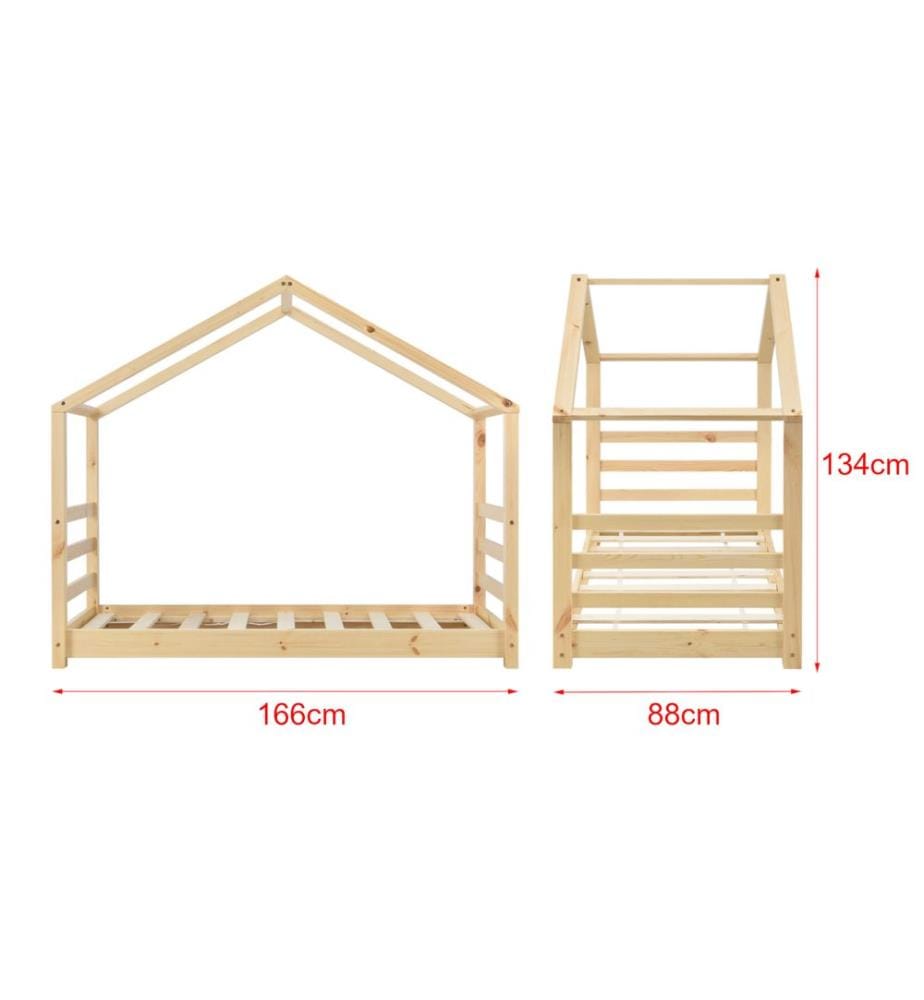 Letto per bambini Vardø 80x160 cm con materasso in legno