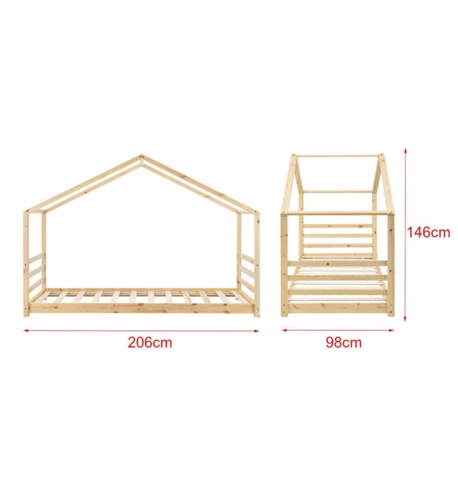 Letto per bambini Vardø 90x200 cm con materasso in legno