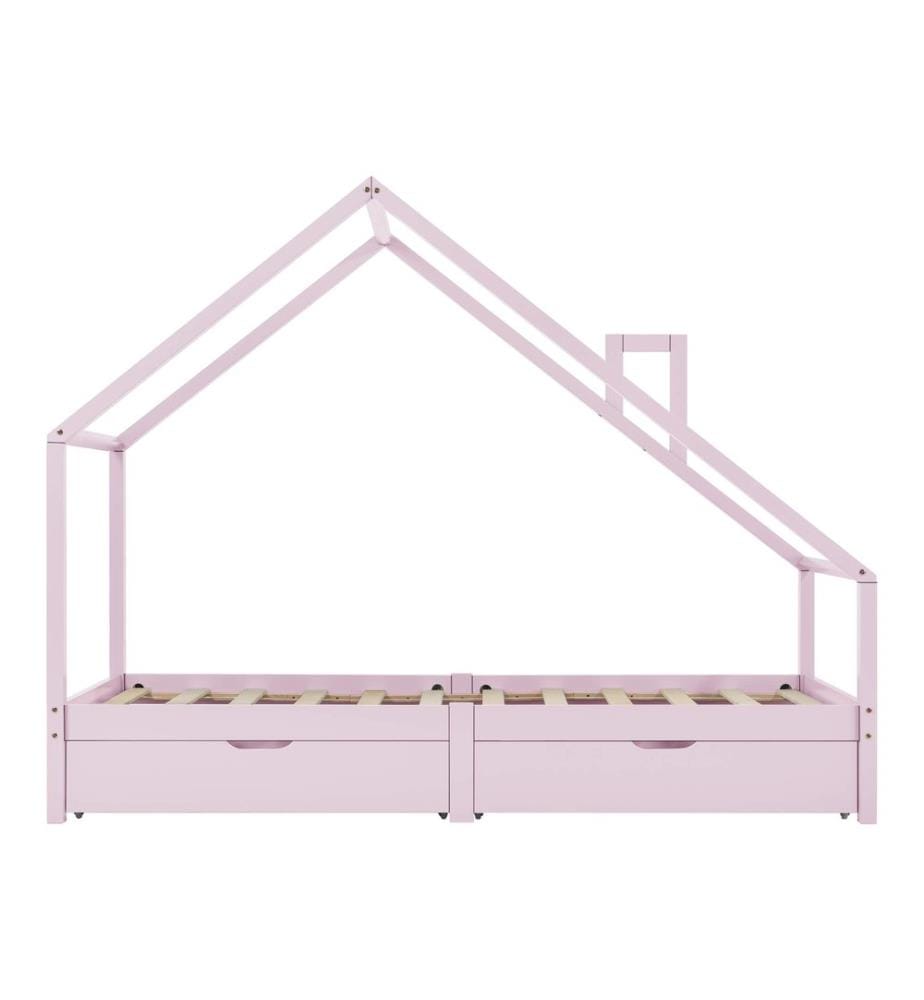 Letto per bambini Assling con 2 cassetti 90x200 cm Rosa