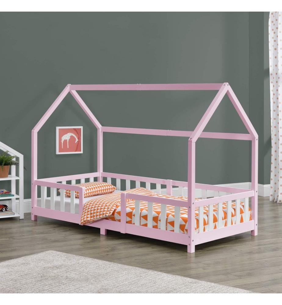 Letto per bambini Sisimiut 90x200 cm con protezione anticaduta Rosa