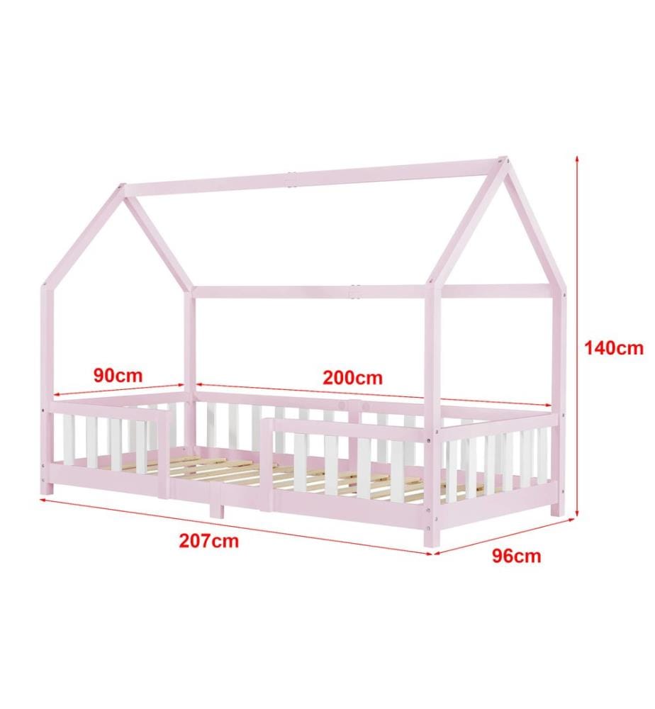 Letto per bambini Sisimiut 90x200 cm con protezione anticaduta Rosa