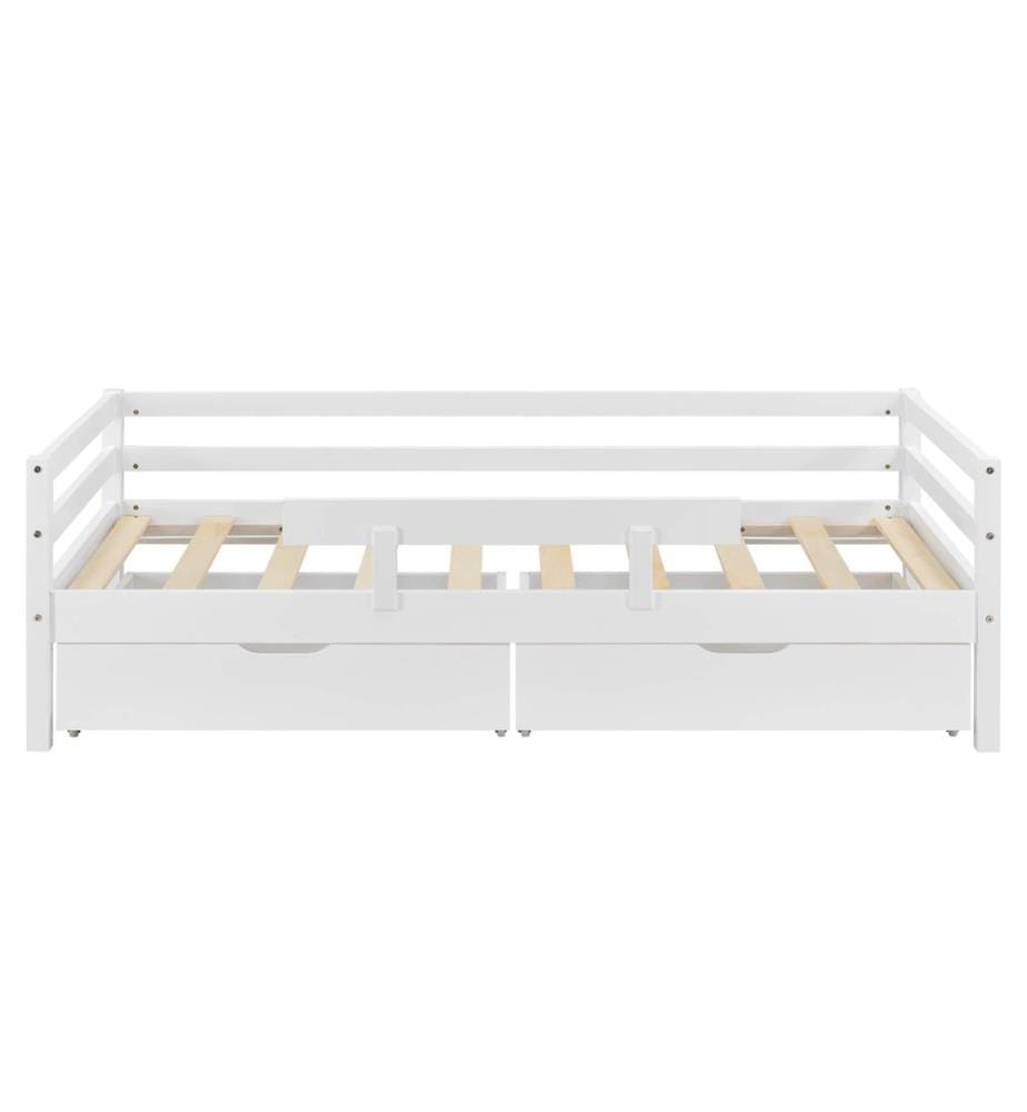 Kinderbett Reykholt 90x200 cm mit Matratze Rausfallschutz