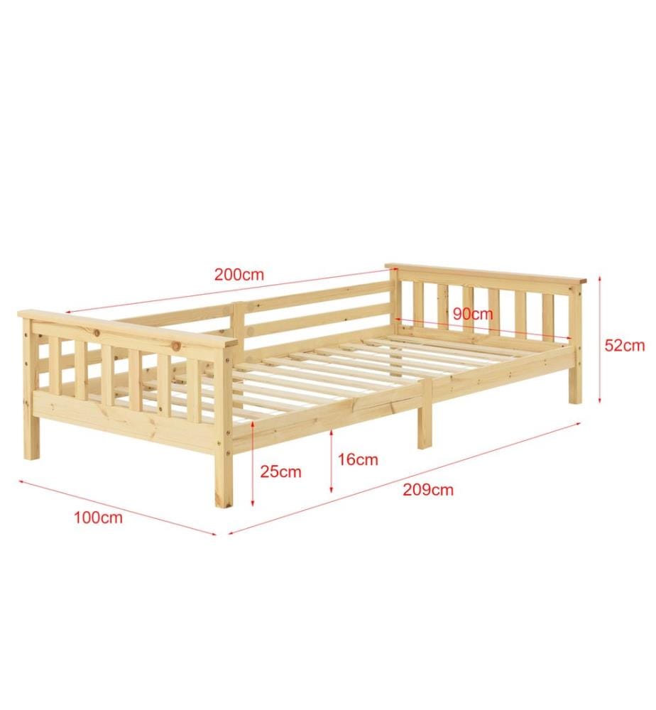 Letto per bambini Nuuk 90x200 cm con materasso e contenitore in legno