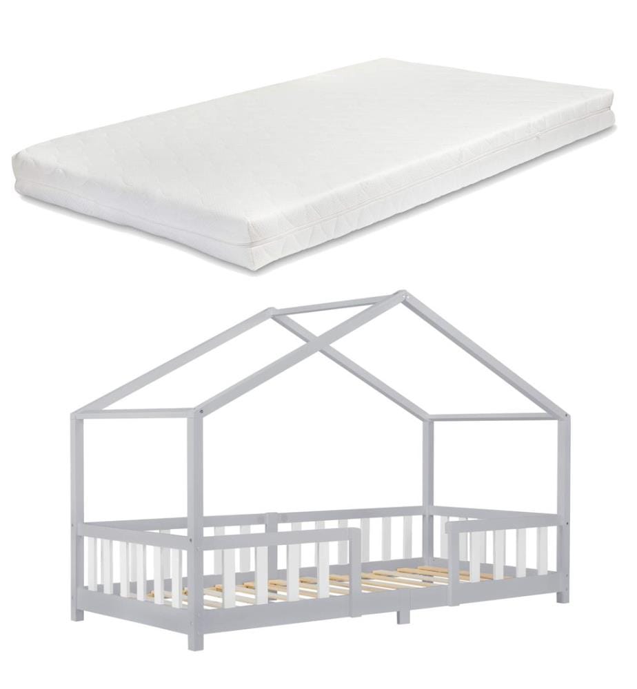 Letto per bambini Treviolo 90x200 cm con materasso e parapetto