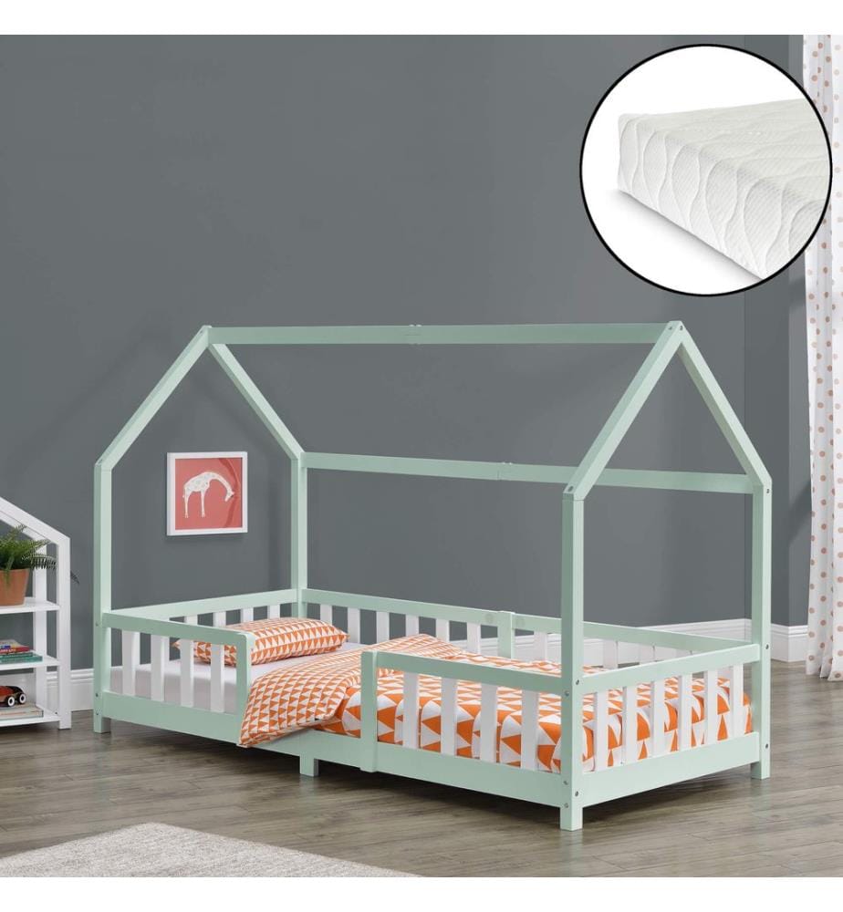 Letto per bambini Sisimiut 90x200 cm con materasso Mint