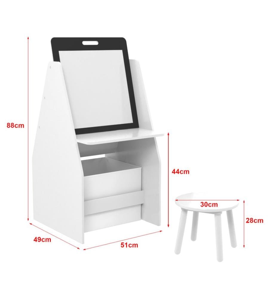 Kindertisch mit Maltafel Ferrol 88x51x49 cm Weiss