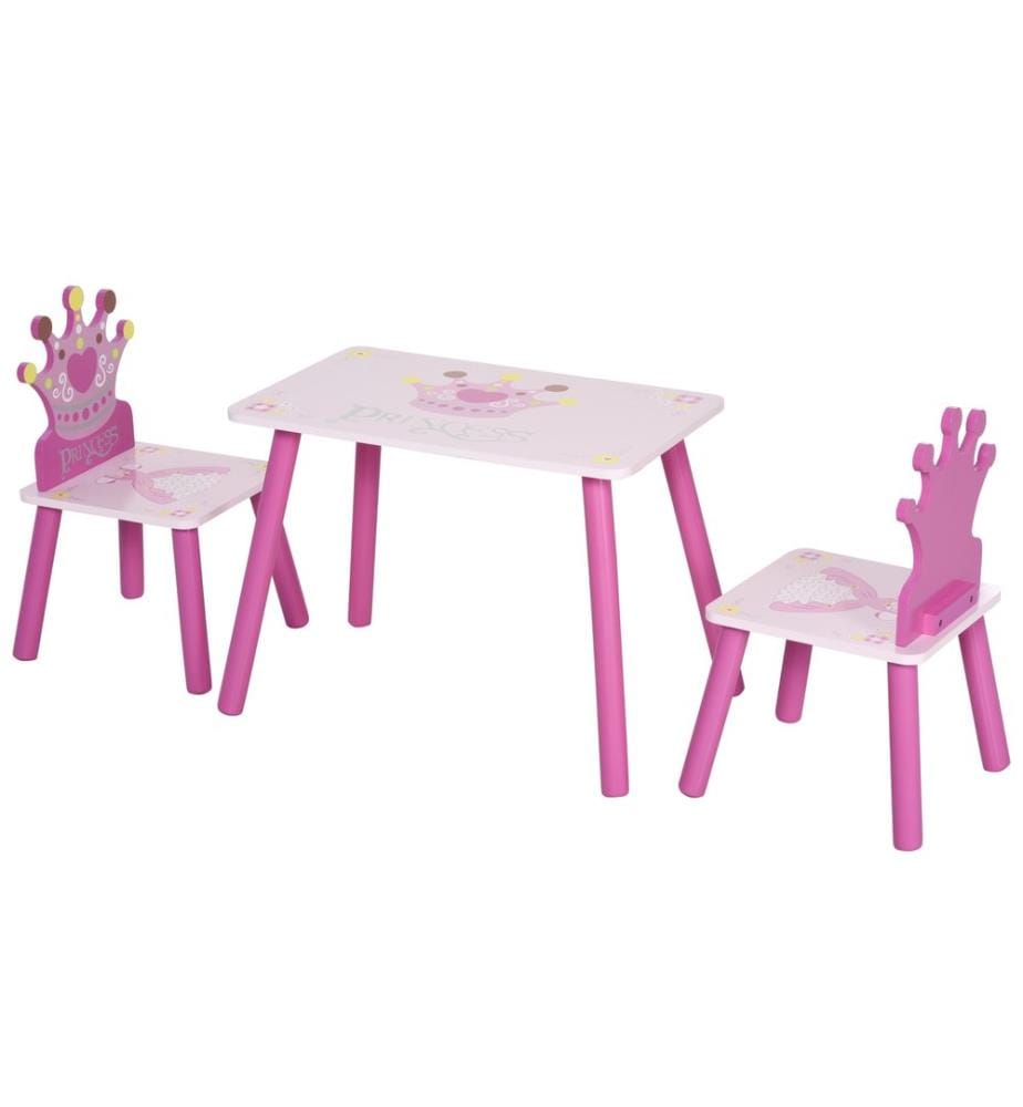 3-tlg. Kindersitzgruppe mit 1 Kindertisch 2 Stühle Rosa