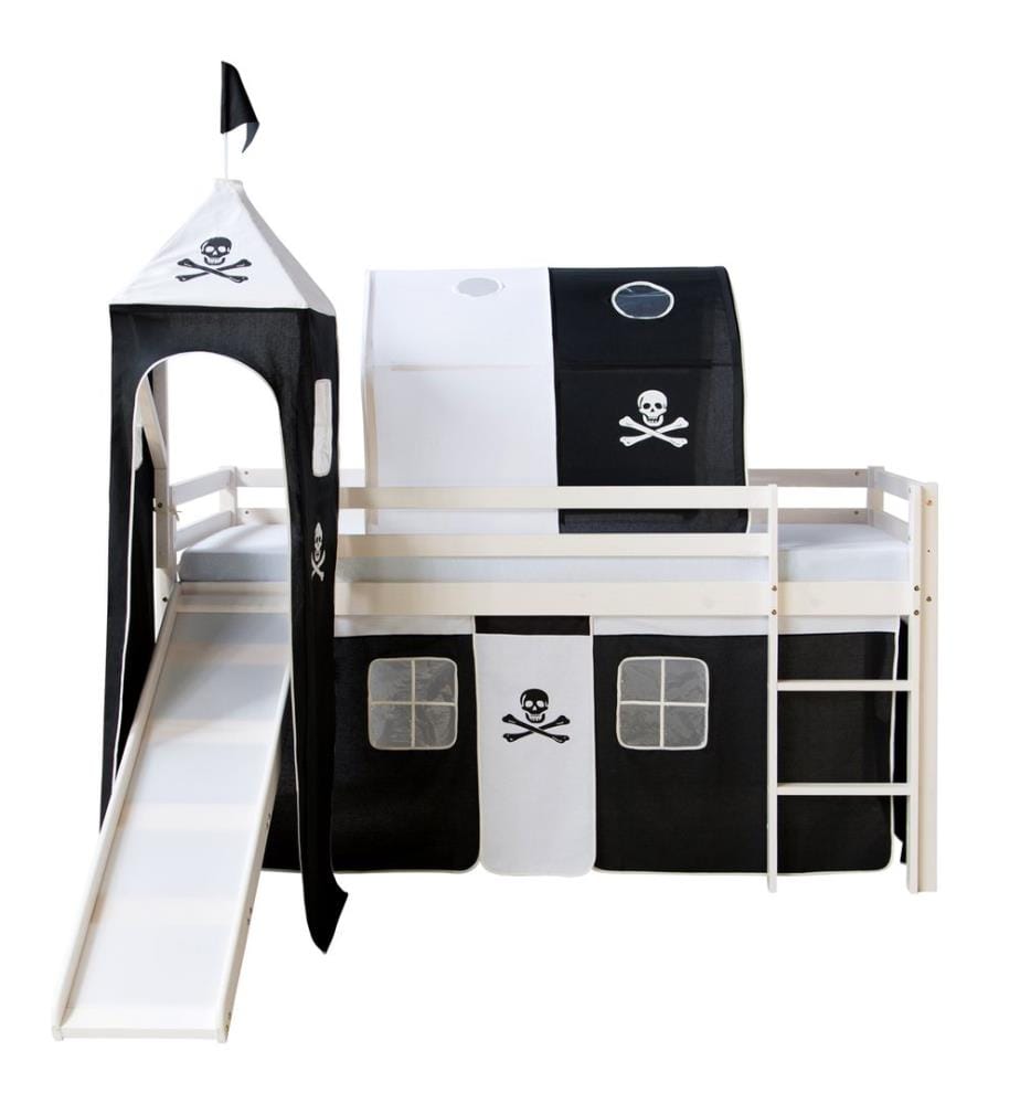 Letto a soppalco Letto per bambini 90x200 cm in legno bianco-nero