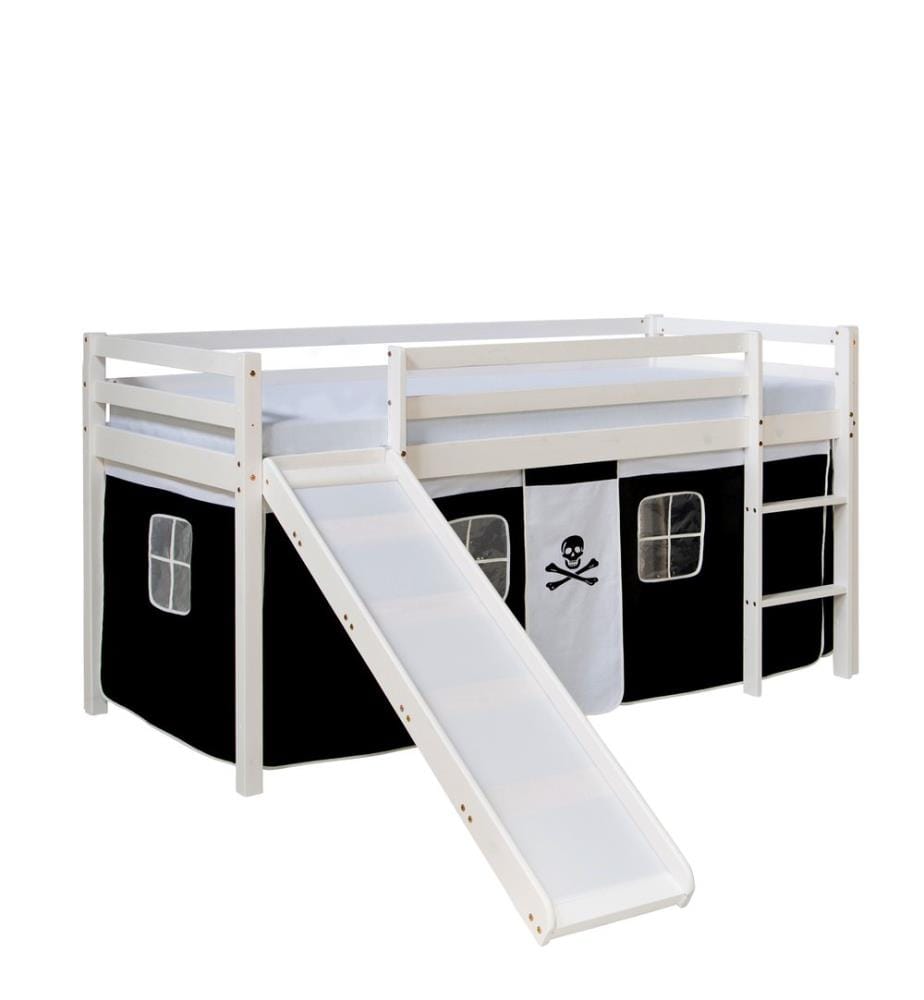 Lit surélevé d'enfant 90x200 cm en bois blanc-noir