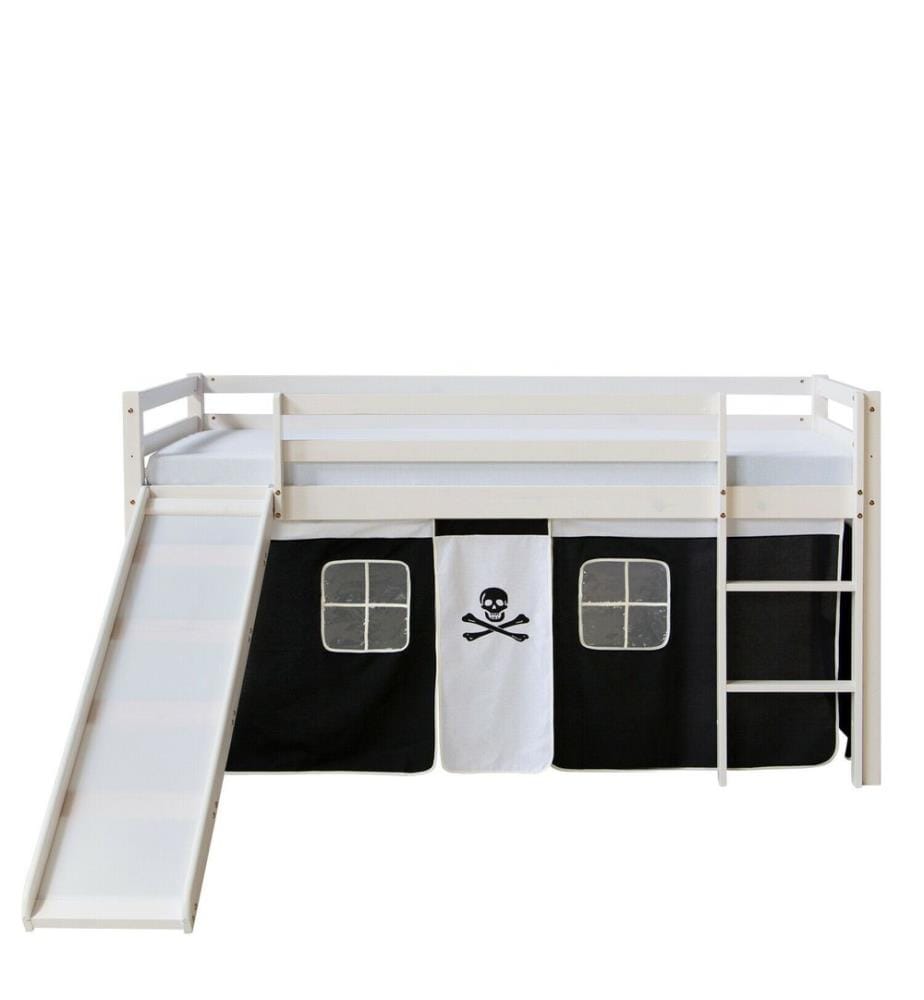 Lit surélevé d'enfant 90x200 cm en bois blanc-noir