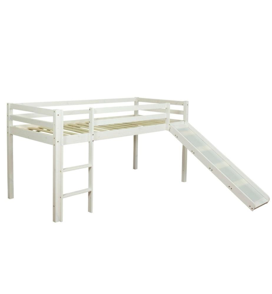 Lit surélevé d'enfant 90x200 cm en bois blanc-noir