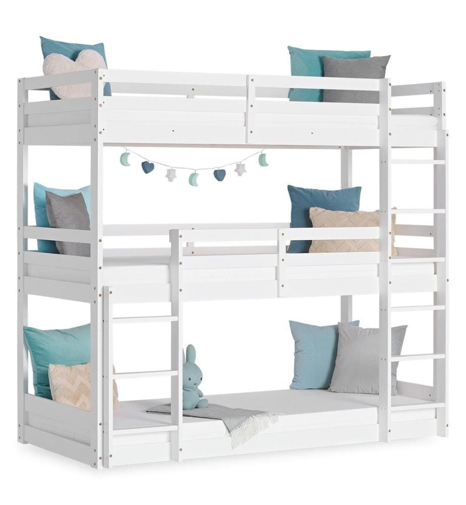Letto a soppalco Letto triplo Letto per bambini 90x200 cm in legno Bianco