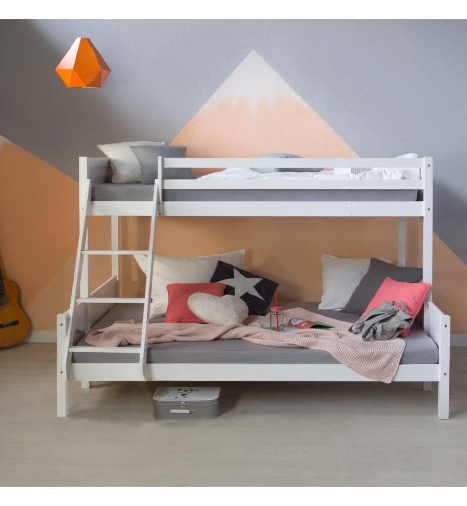 Hochbett Kinderbett Doppelbett 90x200 cm aus Holz Weiss