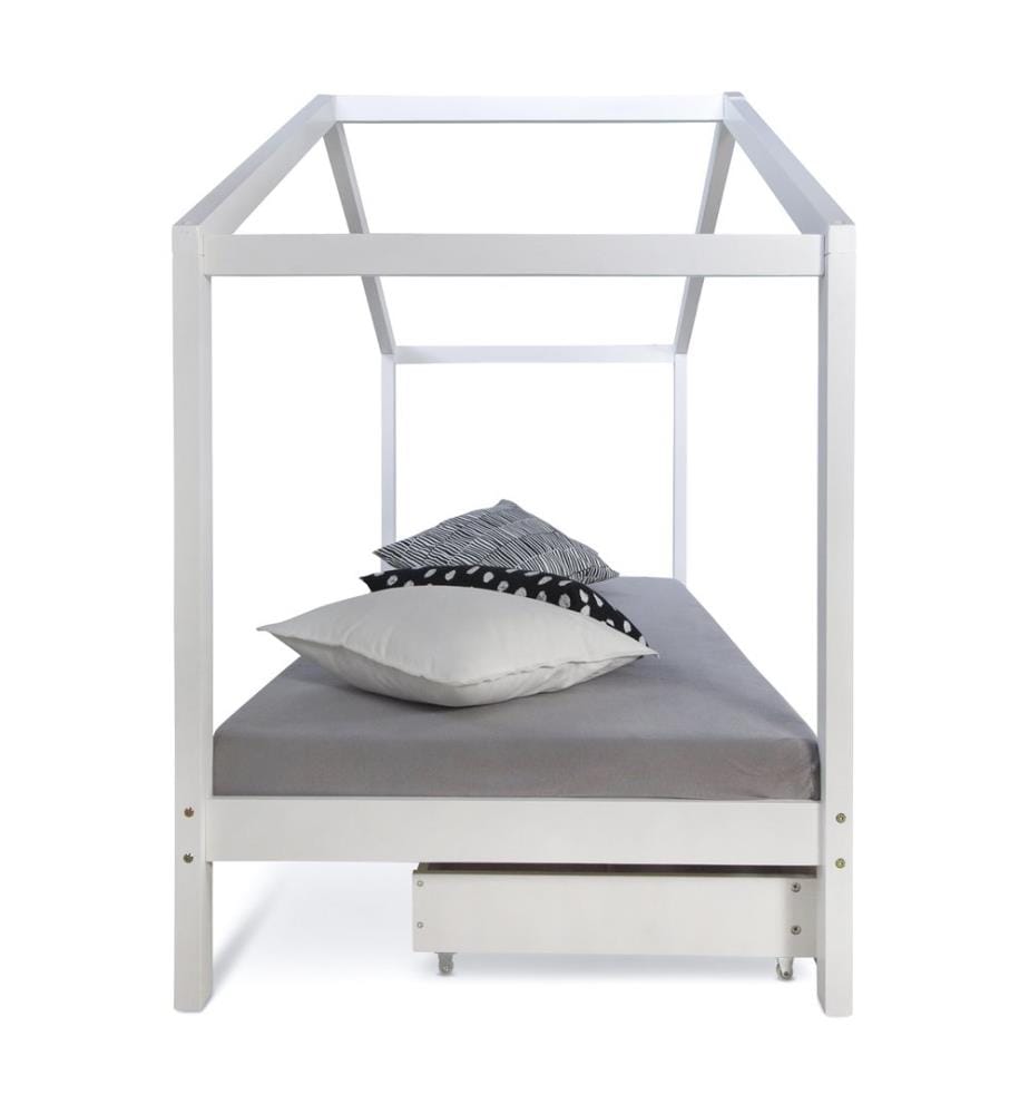 Hausbett Kinderbett 90x200 cm aus Holz Weiss