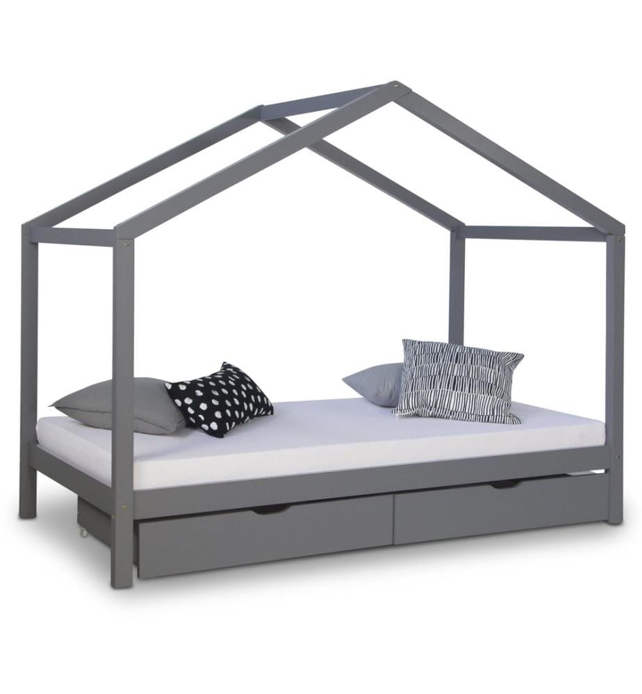 Casa letto Letto per bambini 90x200 cm in legno Grigio