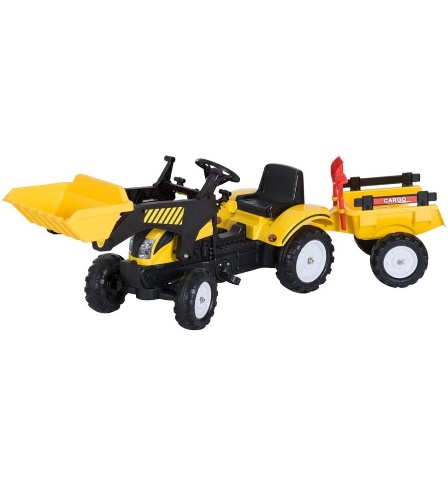 Tracteur pour enfants, voiture pour enfants avec chargeur frontal et remorque
