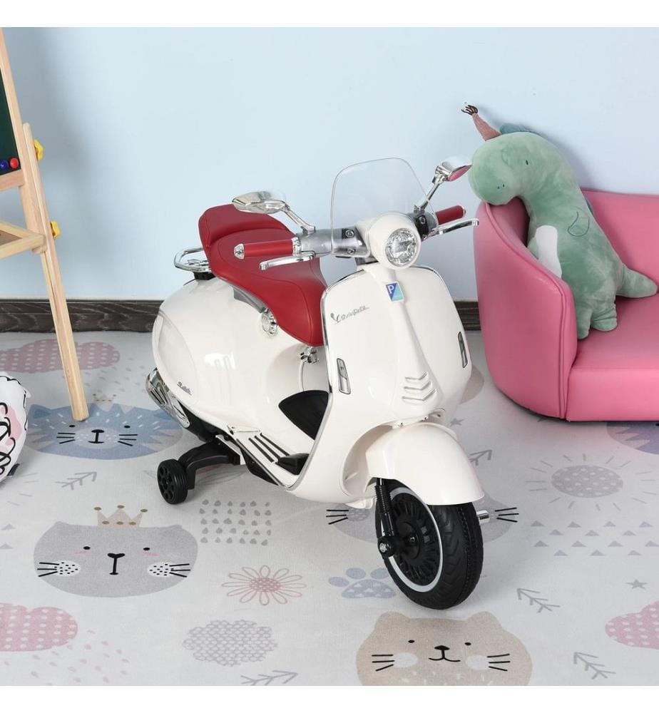 Moto pour enfants Vespa, 3 à 6 ans, moto électrique blanche