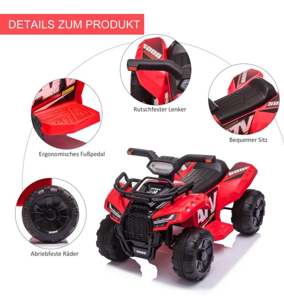 Quad électrique, voiture électrique pour enfants, rouge