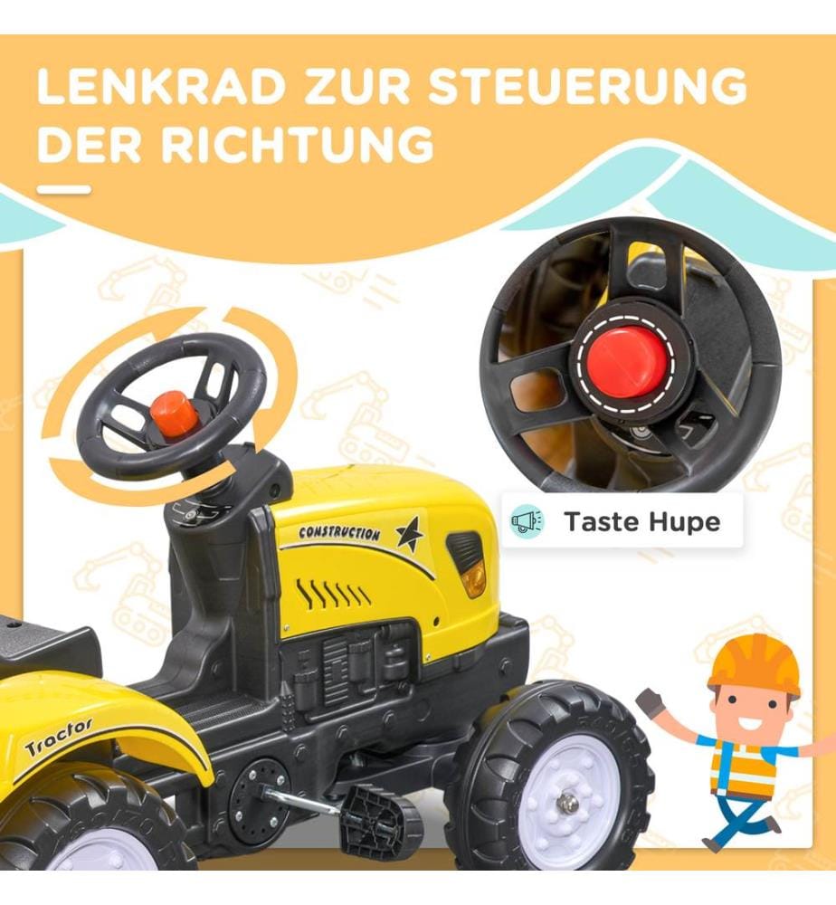 Tracteur pour enfants avec remorque, voiture pour enfants, véhicule à pédales