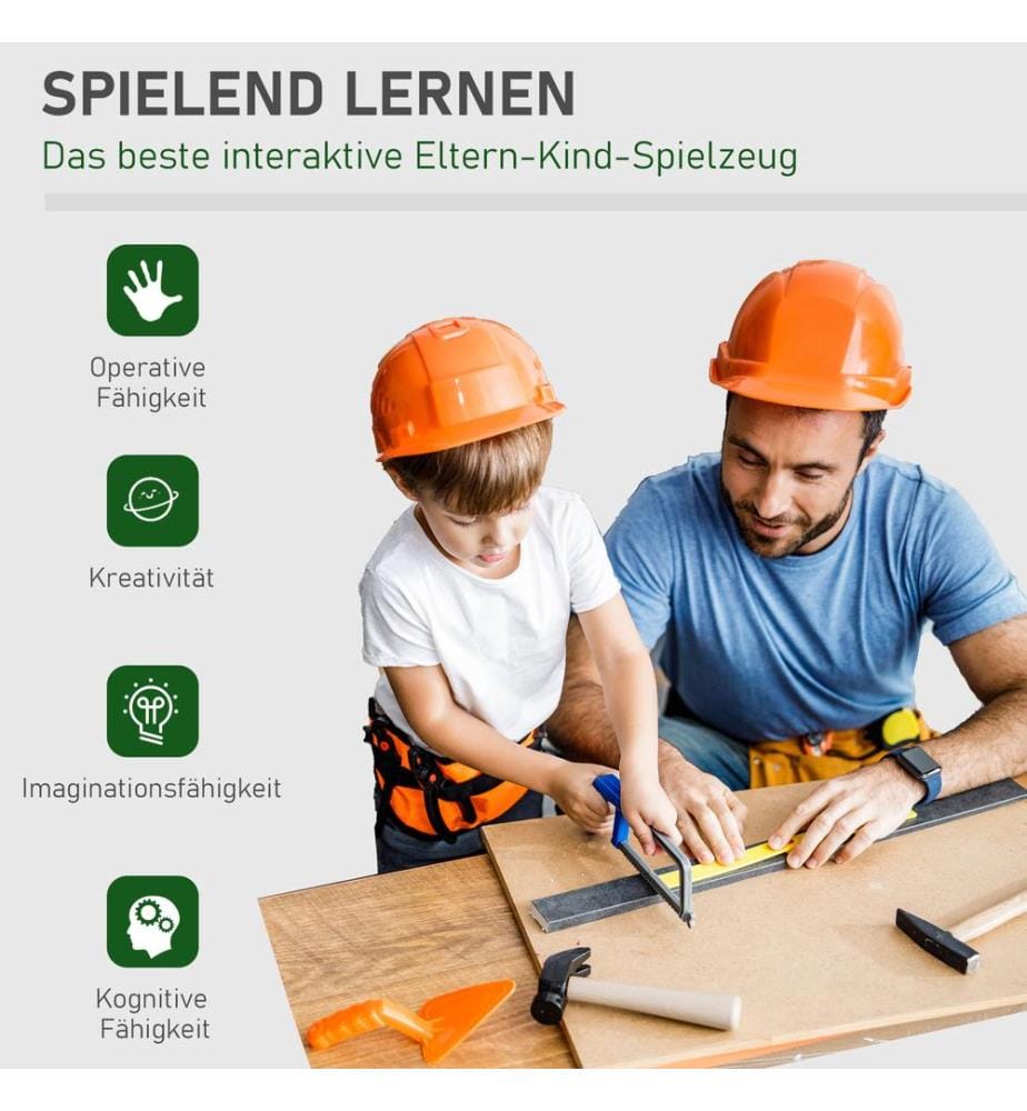 Kinder-Werkbank mit 37-teiligem Zubehör für kreative Rollenspiele