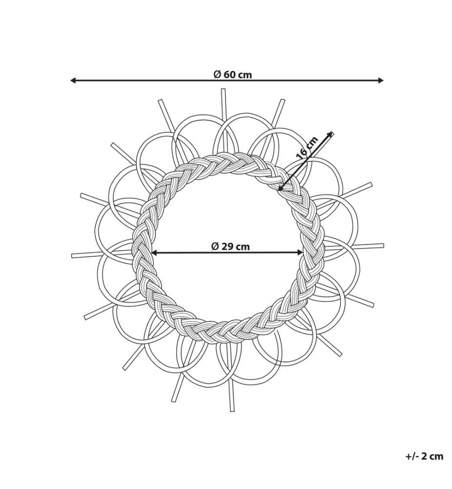 Specchio TELAKIA 60 cm 60 cm Rattan Naturale