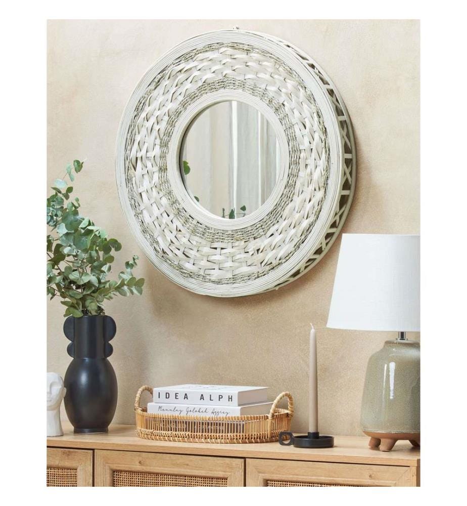 Miroir SOLEDAD 61 cm 61 cm Bambou Blanc