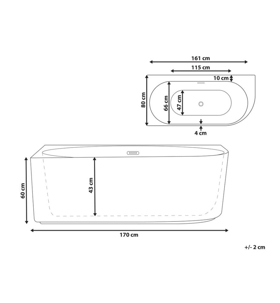 Vasca da bagno angolare GOCTA Lato destro 170 x 80 cm Nero