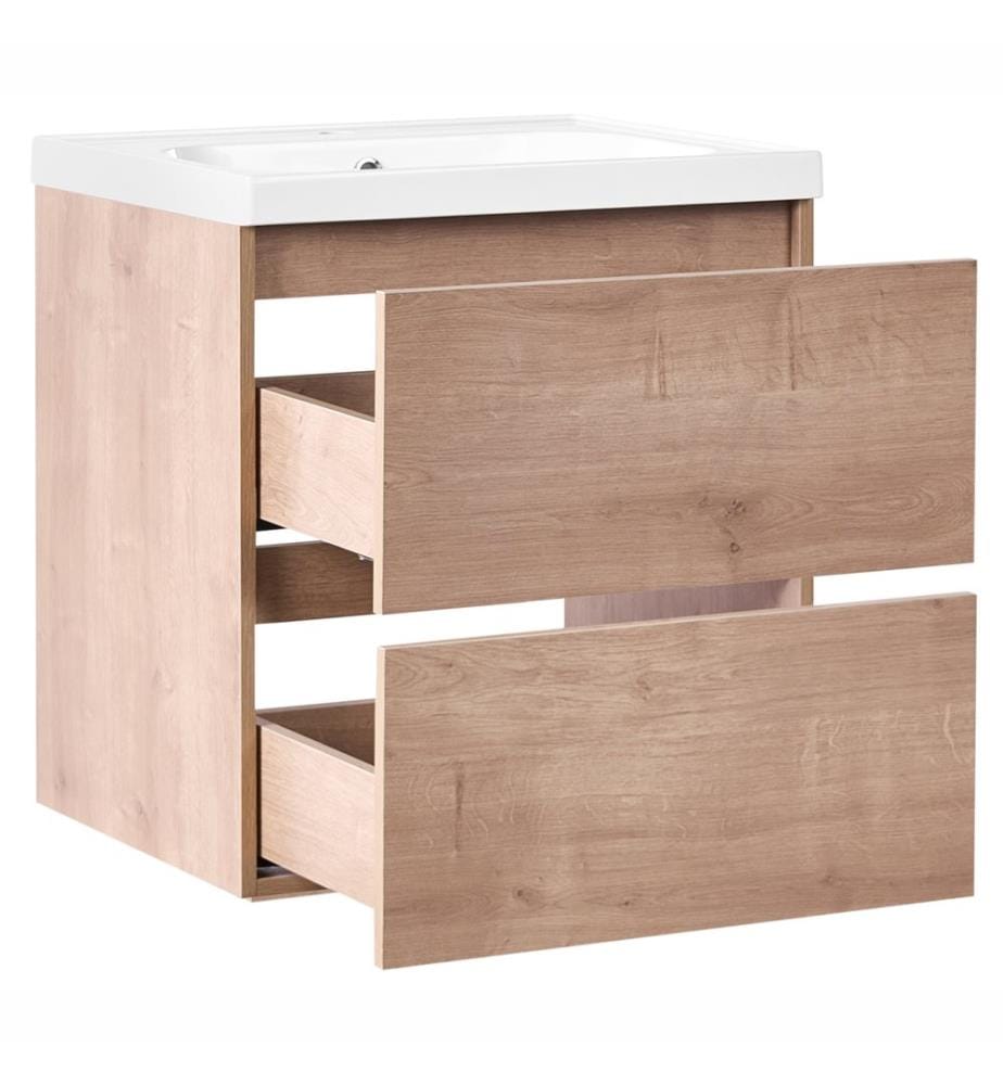 Wall Mounted Vanity Unit with Basin LAGOA Light Brown