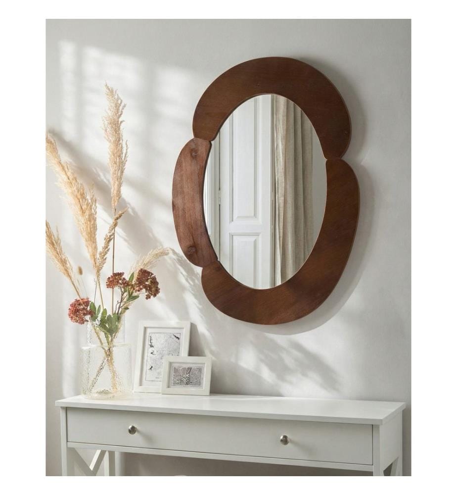 Wall Mirror ALVENA 60 cm 80 cm Dark Brown
