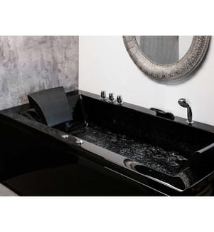Vasca idromassaggio angolare con LED VARADERO Lato destro 183 x 90 cm Nero
