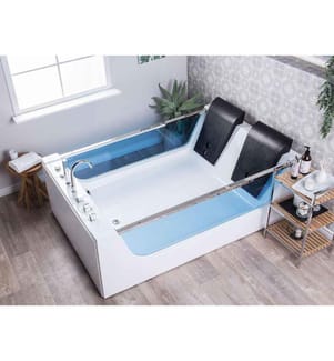 Vasca idromassaggio angolare con LED CURACAO 180 x 120 cm Bianco