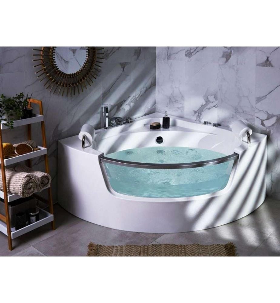 Vasca idromassaggio angolare con LED MANGLE 187 x 136 cm Bianco