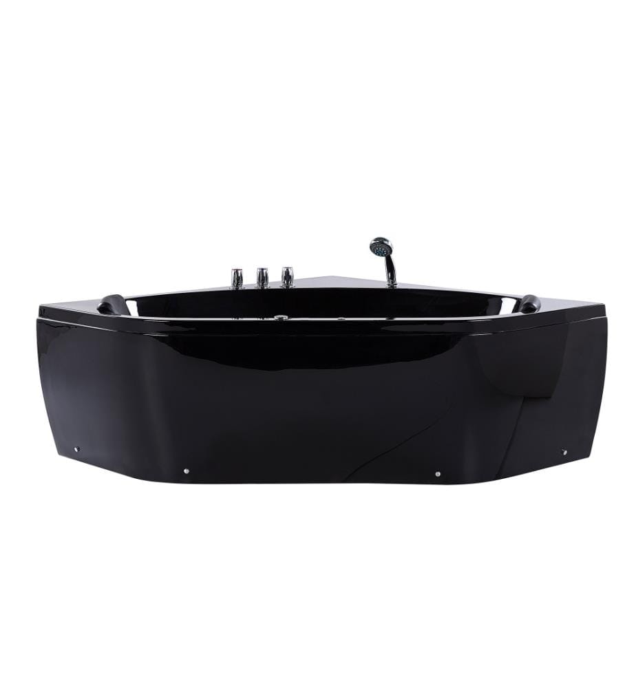 Vasca idromassaggio angolare con LED MEVES 140 x 140 cm Nero