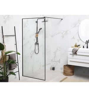 Duschwand Schwarz aus beständigem Temperglas schwarze Aluminiumprofile Duschabtrennung ohne Türen Walk-in-Dusche 100 x 190 Elegant Modern