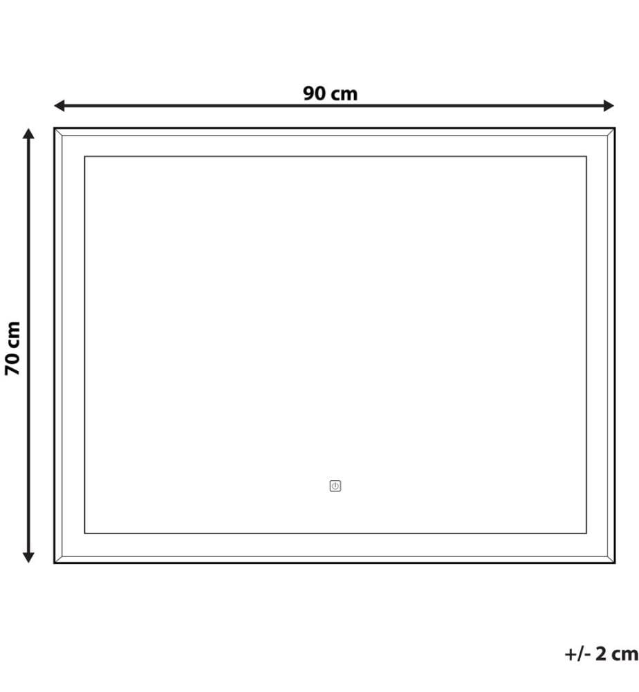 LED-Badezimmer-Spiegel ARGENS 90 cm 70 cm Silber