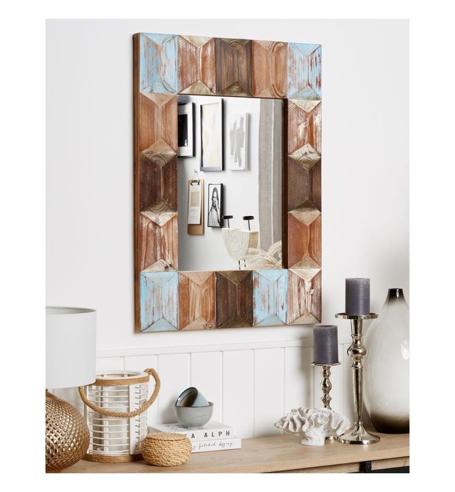 Miroir HIZOTE 63 cm 90 cm Bois de sapin Marron
