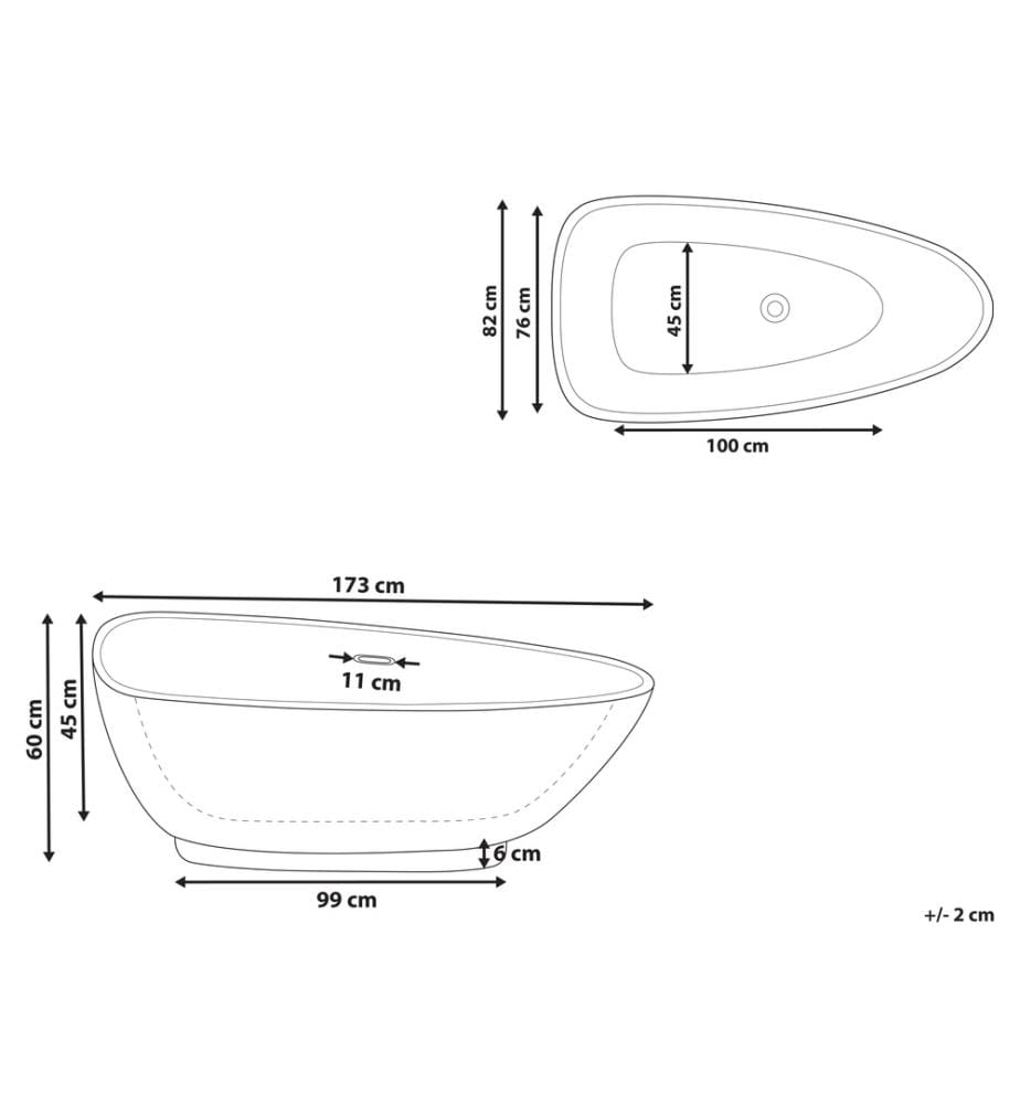 Vasca da bagno freestanding GUIANA 173 x 82 cm Nero