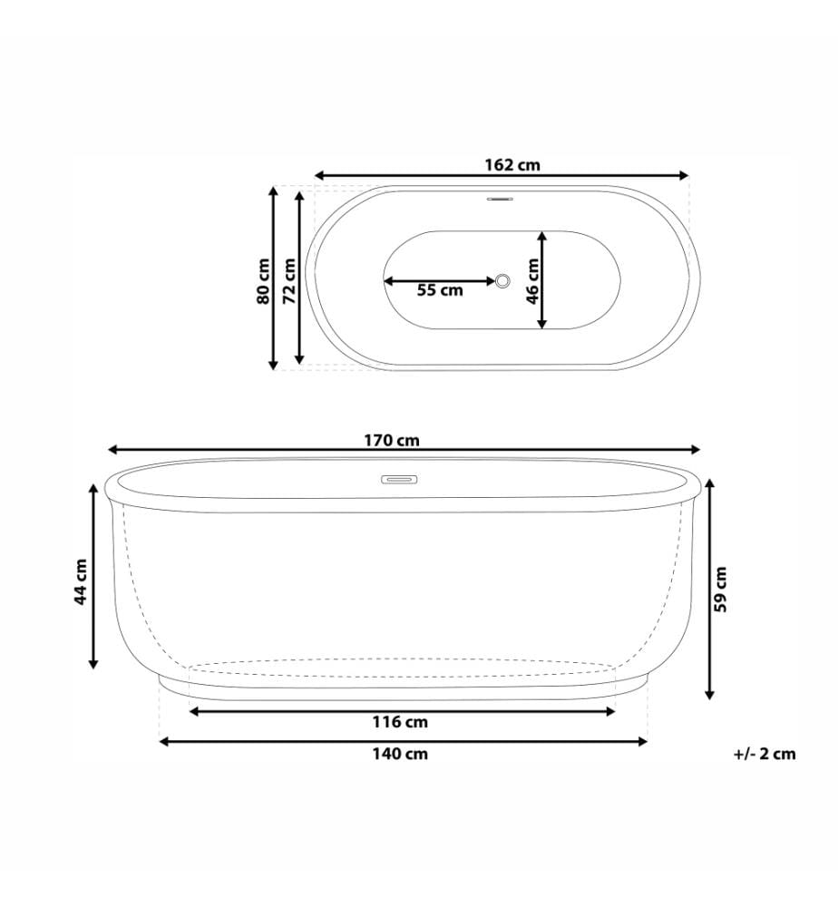 Vasca da bagno freestanding PINEL 170 x 80 cm Nero