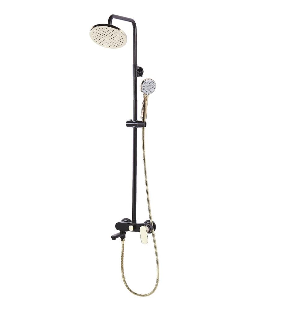 Set doccia con miscelatore e soffione a pioggia GURARA Nero/Oro